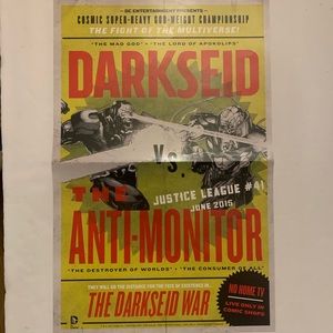 Justice League Comic Book Promotion Poster. Darkseid Vs The Anti-Monitor.